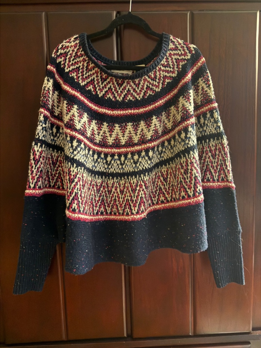 Sleeping on Snow Fair Isle Swing Sweater Alpaca Wool M/L